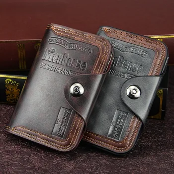 Мужской короткий кошелек в европейском и американском стиле в стиле ретро, деловая повседневная сумка для хранения документов с пряжкой, трехстворчатый зажим для денег