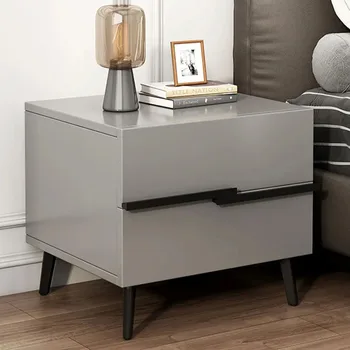 Маленький прикроватный шкаф для спальни Простые современные Уникальные минималистичные тумбочки Серо-черные шкафы для одежды Мебельные аксессуары