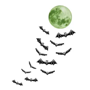 Наклейки На Стены Красивые Настенные Украшения С Рисунком Лунной Летучей Мыши Темные Наклейки Для Гостиных Фоновые Настенные Потолочные Украшения