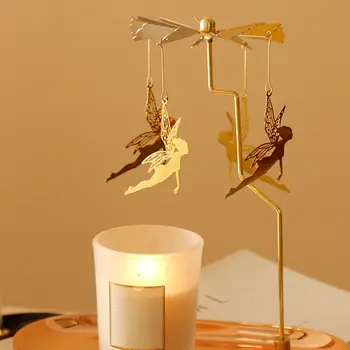 Золотой Романтический Вращающийся подсвечник для свадебной вечеринки, украшение дома, металлический подсвечник Tealight