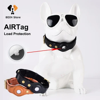 Загрузочный ошейник Apple Airtag pet tracker GPS защитный рукав ошейник для собак с защитой от потери металлического кожаного ошейника