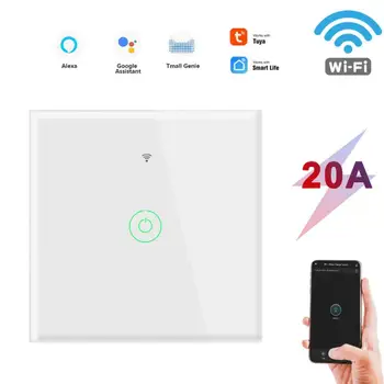 Tuya WiFi EU Touch Wall Smart Switch Высокой Мощности 20A Освещение Водонагреватель Холодильник Духовка Переключатель Home Alexa