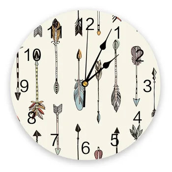 Этнические часы со стрелками, домашний декор для гостиной, большие круглые настенные часы, Немой кварцевый настольный будильник, украшение спальни, настенные часы