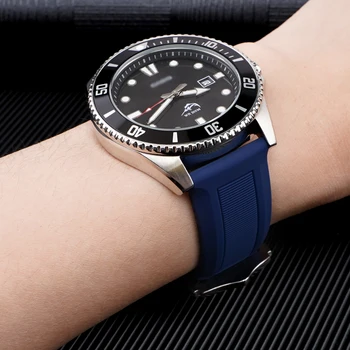 Силиконовые Ремешки для Samsung Galaxy watch 3 4 5 Seiko Huawei Watch Дайвинг Спортивный Ремешок 16 18 19 мм 20 мм 21 мм 22 мм Браслет Для Часов