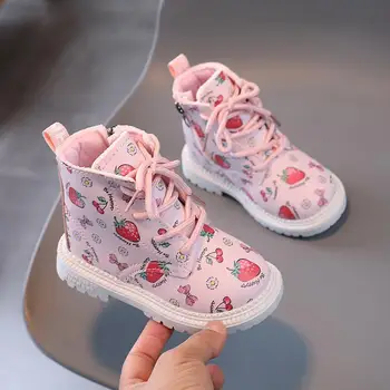 Новые осенне-зимние детские плюшевые ботинки с героями мультфильмов, детские ботильоны на нескользящей резиновой подошве для мальчиков и девочек, модная обувь для малышей