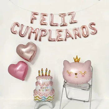 16-дюймовые Испанские буквы из фольги с Днем Рождения, Воздушные шары FELIZ CUMPLEANOS Для детей, День Рождения, Взрослые, Принадлежности для вечеринок, Украшения