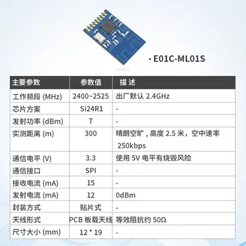 МИКРОСХЕМА E01C-ML01S/E01C-ML01D/ВСТРОЕННЫЙ БЕСПРОВОДНОЙ МОДУЛЬ SI24R1 С ЧАСТОТОЙ 2,4 ГГц