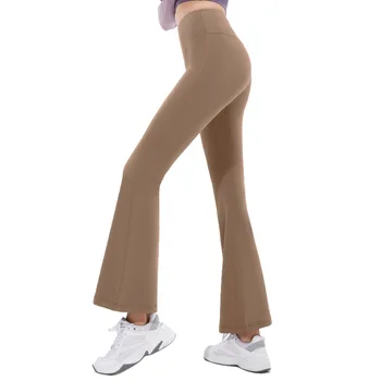 Новые расклешенные брюки с высокой талией, подтягивающие бедра, Lulu, Четырехсторонние Стрейчевые бесшовные штаны для йоги, Профессиональные Женские леггинсы для пилатеса и фитнеса