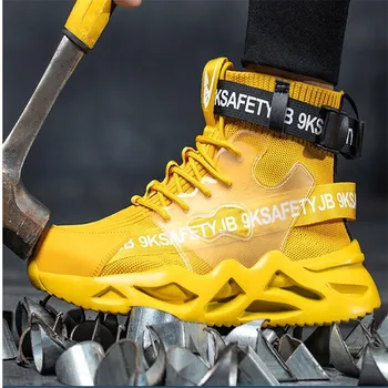 Модная защитная обувь, мужская рабочая обувь со стальным носком, непромокаемые кроссовки, мужские защитные ботинки для промышленных работ, дышащие защитные ботинки