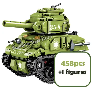 Новый военный средний танк M4 Sherman Строительные блоки WW2 Оружие армии США MK Танк Кирпичи Развивающие игрушки для детей Подарок на день рождения
