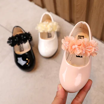 Кожаная обувь для девочек, элегантная обувь для принцессы, Весна 2023, Новая простая повседневная детская обувь с цветочным узором, Универсальная Повседневная детская обувь, Обувь Мэри Джейн