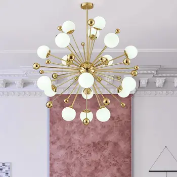 Светодиодный стеклянный подвесной светильник для столовой Спальни Гостиной Кухни Современная золотая подвесная лампа внутреннего освещения
