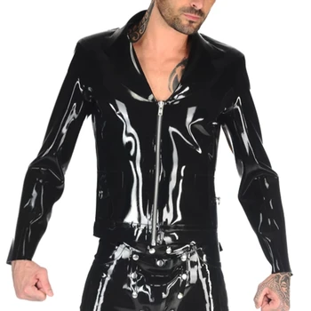 Черная сексуальная куртка из латекса с застежкой-молнией спереди, костюм для косплея на Хэллоуин для мужчин