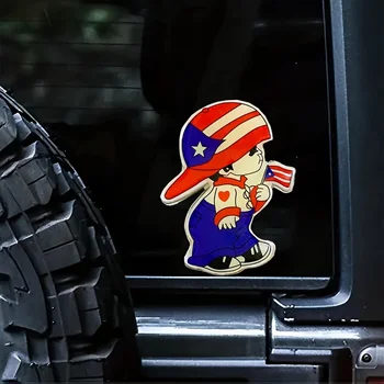 Виниловая Наклейка Car Sticke r5 Inch Puerto Rican Flag Boy - Гордая Пуэрториканская Наклейка На Бампер Пуэрто-Рико Для S TrucksLaptops Water Bot