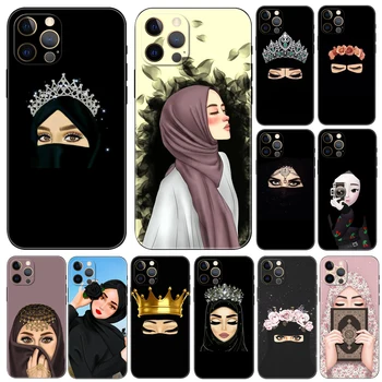 Мусульманские женщины исламская девушка чехол для телефона iphone 14 se 6 6s 7 8 plus x 10 XR XS 11 12 13 mini pro MAX черная задняя крышка из тпу