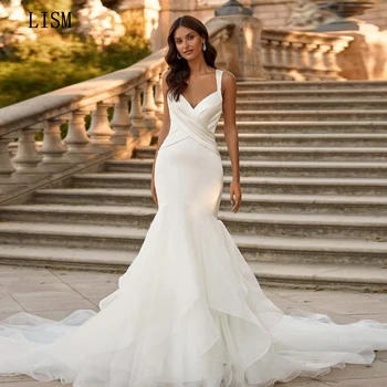LISM Mermaid 2024, Свадебное платье на тонких бретельках, свадебные платья с открытой спиной, Элегантный Vestidos De Novia, молния сзади