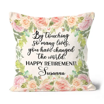Подушка для счастливого выхода на пенсию Цветочная подушка На заказ Подарок для женщин, мамы, Мамки, Медсестры, Учительницы Наволочки Чехол для дивана