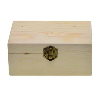 Неокрашенный Деревянный Ящик для хранения, Большая Прямоугольная Шкатулка для ювелирных изделий 150x98x69 мм