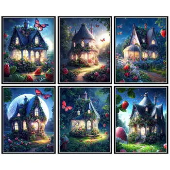 GATYZTORY Картинки по номерам декорации клубничного домика Diy рамка картина по номерам на холсте DIY украшение для дома подарок