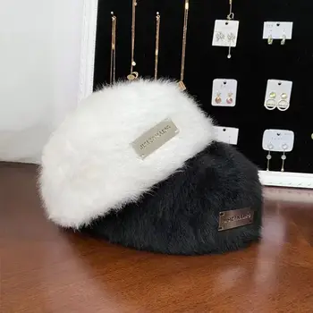 Зимняя теплая однотонная Классическая винтажная женская шляпка, женский берет, шляпа художника