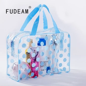 Женская сумка для хранения FUDEAM Dot, Органайзер для туалетных принадлежностей, водонепроницаемая косметичка из ПВХ, портативная Прозрачная косметичка для макияжа, женская сумка для мытья