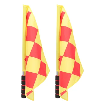 2 предмета Футбольный флаг рефери, ручной сигнал матча, оранжевый, размахивающий для гоночного футбола из полиэстера
