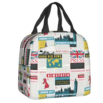Великобритания, Лондон, Британский Узор, Изолированная сумка для ланча, Символ Соединенного Королевства, Многоразовый Термоохладитель, Ланч-бокс для женщин, детские сумки-тоут