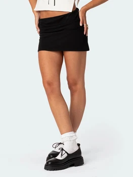 Женская мини-юбка с низкой талией, Однотонная Облегающая летняя юбка-футляр, клубная одежда для ежедневных вечеринок