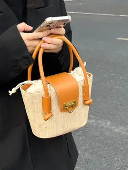 Женские сумки, плетеная корзина для овощей, женская сумка для отдыха, универсальная сумка через плечо, ручная сумка для покупок, сумка для переноски