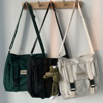 Женские школьные сумки-мессенджеры для женщин, женские дизайнерские сумки на плечо, однотонные повседневные холщовые женские сумки на плечо большой емкости