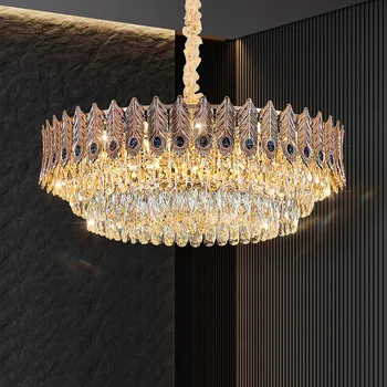 Легкая роскошная Хрустальная люстра в стиле постмодерн, простая лампа для гостиной, Вилла, Европейская спальня, Ресторан, Хрустальные лампы, Горячая распродажа