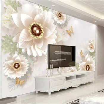 beibehang Пользовательские обои 3d фотообои стерео ювелирные изделия с тиснением цветы европейский диван фон настенная живопись 3d обои