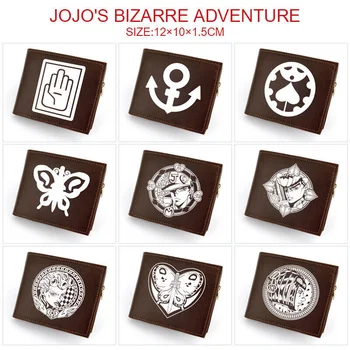 Причудливое Приключение аниме Jojo's Bizarre Adventure Коричневый Кожаный PU Кошелек Короткие Кошельки для монет Ziper ID Card Holder Кошелек Подарок