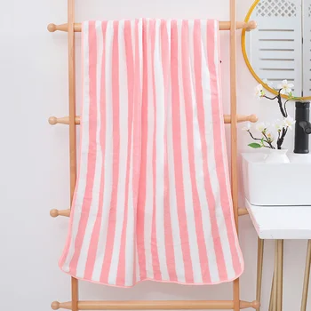 Банное полотенце из кораллового бархата в цветную полоску, утолщенное, 250 г впитывающее домашнее полотенце для пары, завернутое в баню, пляжное полотенце, банное полотенце