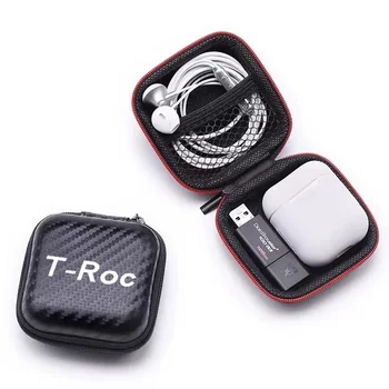 Для Фольксваген T-ROC SCIROCCO, сумка для хранения наушников из углеродного волокна, Защитный USB-кабель, органайзер, Переносная коробка для наушников