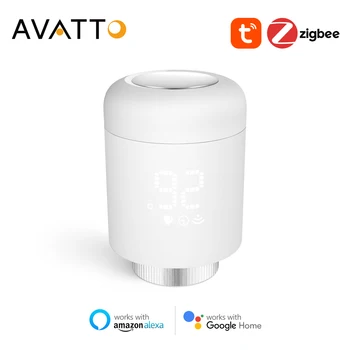 Клапан Привода Радиатора AVATTO ZigBee 3.0 Smart TRV, Программируемый Термостат Tuya Для Подогрева Температуры, Работает для Alexa Google Home