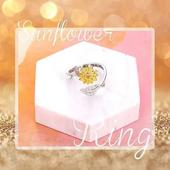 Летнее блестящее подарочное кольцо, роскошные кольца для мамы и дочки с подсолнухом, женские мужские кольца, винтажные большие кольца для мужчин