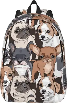 Рюкзак, Повседневный легкий рюкзак для ноутбука с мультяшной собакой, Мужская Женская дорожная сумка, Открытый Холщовый рюкзак