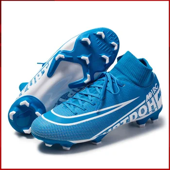 Синие носки в стиле 2024 года, мужские футбольные бутсы для футбола на открытом воздухе, Мужские футбольные бутсы, противоскользящие тренировочные кроссовки