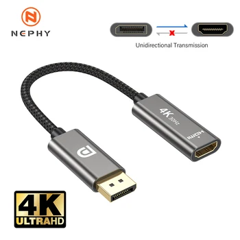 Адаптер, совместимый с 4K DisplayPort и HDMI, конвертер видео-аудиокабеля DP Male to HDMI Female для HDTV ноутбука, проектора, монитора