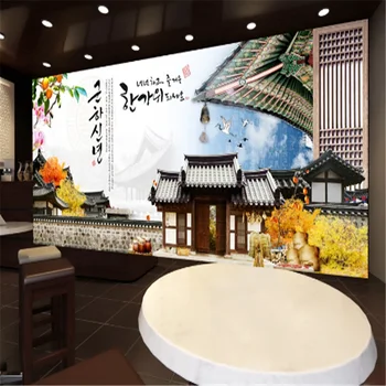 Изготовленные вручную обои для ресторана корейской ретро-кухни Kimchi Hotpot Rotisserie Большая фреска на заднем плане с ручной росписью 3D обоев