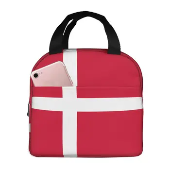 Сумка для ланча с датским флагом-drapeau Flag Портативная термоизолированная многоразовая прочная водонепроницаемая Герметичная коробка для офиса, школьного пикника
