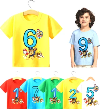 PAW Patrols Детская цифровая футболка Chase Mashall Одежда для мальчиков и девочек Футболки с номерами Pawpatrol Летние топы для детей от 1 до 10 лет