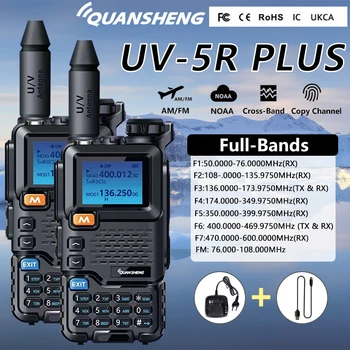 UV 5R Plus Quansheng Walkie Talkie 50-600 МГц Полнодиапазонный AM FM Кросс-диапазон NOAA DTMF Скремблер Частотная копия 3800 мАч Двухстороннее Радио