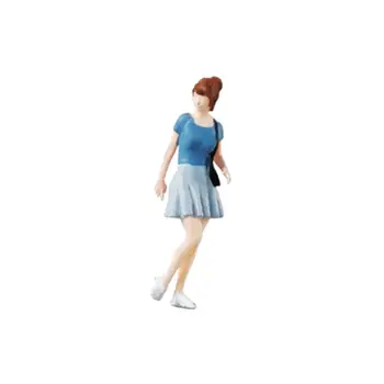 Миниатюрная фигурка девочки в синей юбке, крошечный декор кукольного домика для парка, модель поезда, архитектурная модель, украшение кукольного домика в далеком саду