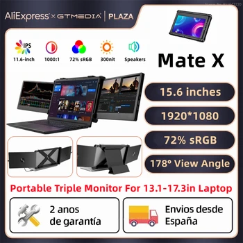 Портативный монитор GTMEDIA Mate X, Подключаемый к дисплею ноутбука, 11,6-дюймовый Монитор с двойным удлинителем Type-C USB-C для Switch/Mac