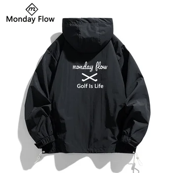 Mondayflow Осенняя Корейская новая одежда для гольфа, Мужское пальто с длинным рукавом, куртка для гольфа на молнии, ветровка, спортивная одежда для гольфа на открытом воздухе