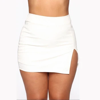 2023 Женская юбка, однотонная студенческая модная сексуальная мини-юбка, элегантная женская юбка с разрезом по бокам для вечеринок и клубов
