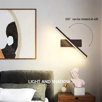 Современный светодиодный настенный светильник, Фурнитура, вращающееся зеркало в ванной, лампа для спальни, гостиной, Настенные бра Indoor Line, Осветительный прибор