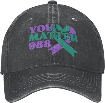 You Matters 988 Флаг Осведомленность О Предотвращении Самоубийств Шляпа Ковбойская Черная Бейсболка Регулируемая